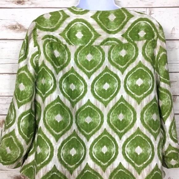 Chico’s Modern Ikat Printed Linen Jacket Size 1 - Picture 3 of 8